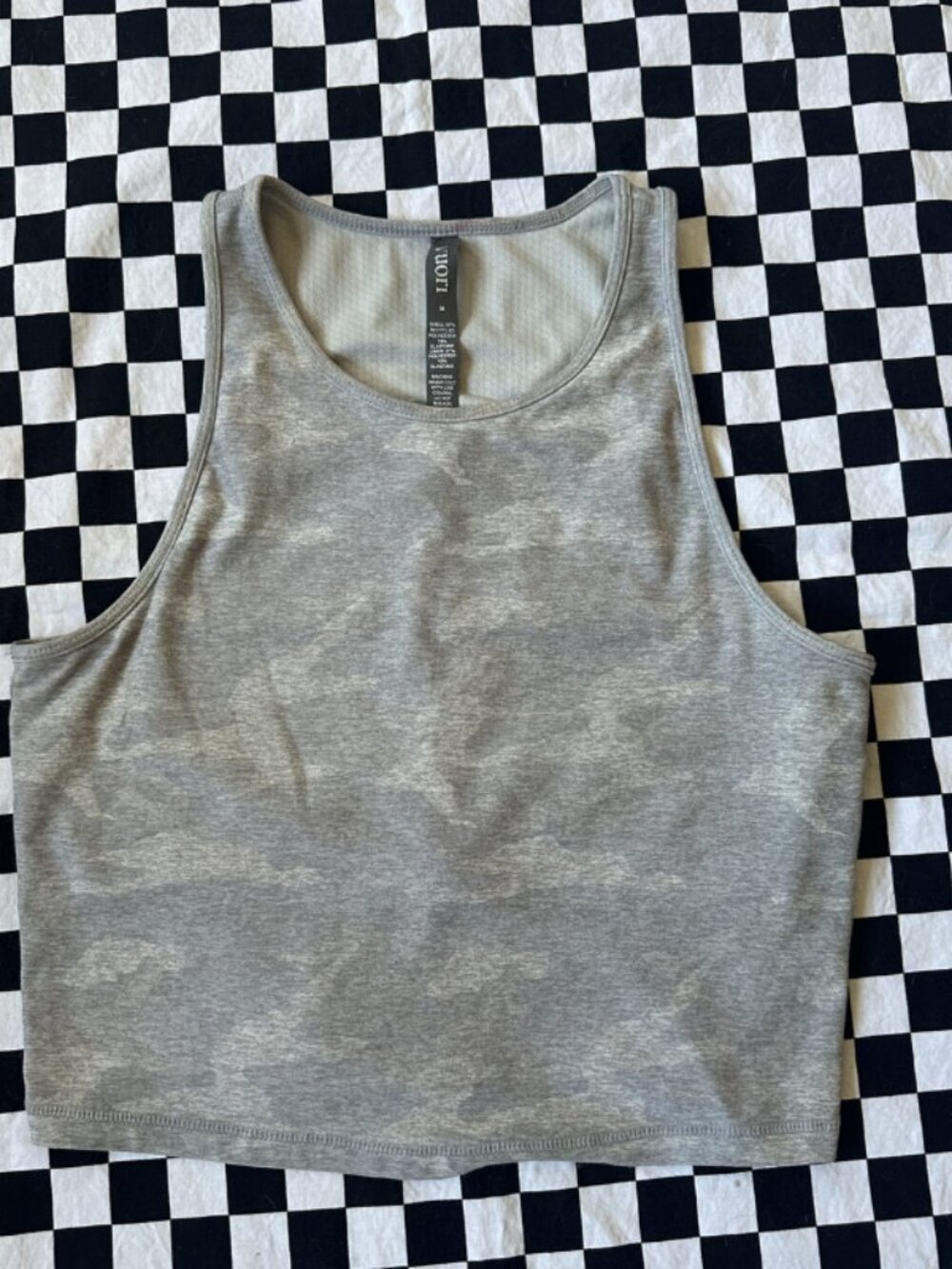 Vuori Grey Camo Workout Crop Tank - Picture 2 of 8